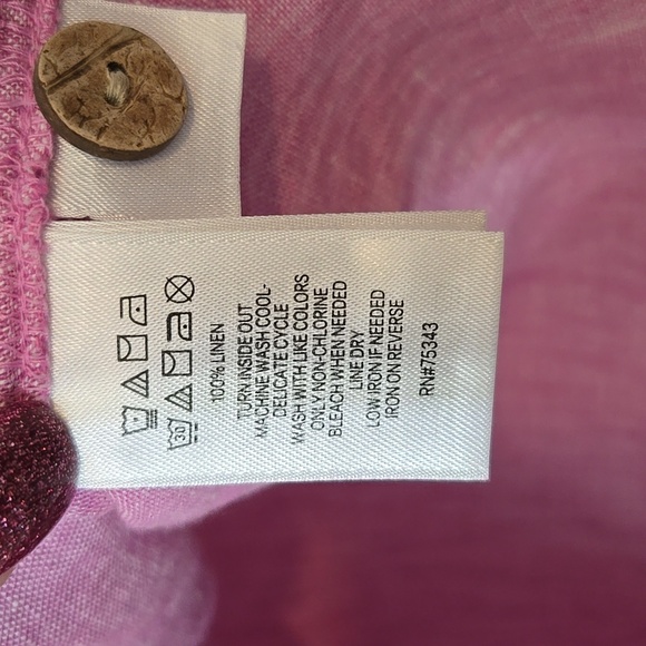 Cynthia Rowley 100% Linen Pink Button Sides Casual Top Medium Good Condition!! - Picture 6 of 6